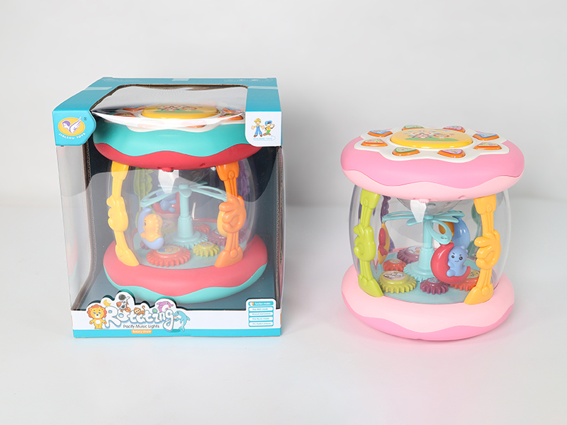 Rotating Musical Drum(Green/Pink 2 Colors Mixed)