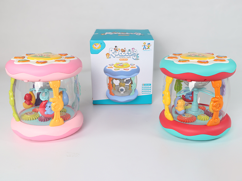 Rotating Musical Drum(Green/Pink 2 Colors Mixed)