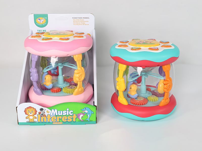 Rotating Musical Drum(Green/Pink 2 Colors Mixed)