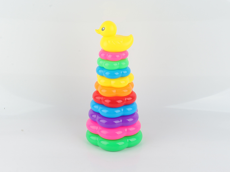 Large 10-Layer Flower Shape Duck Stacking Rings Toy
