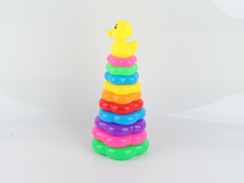 Large 10-Layer Flower Shape Duck Stacking Rings Toy
