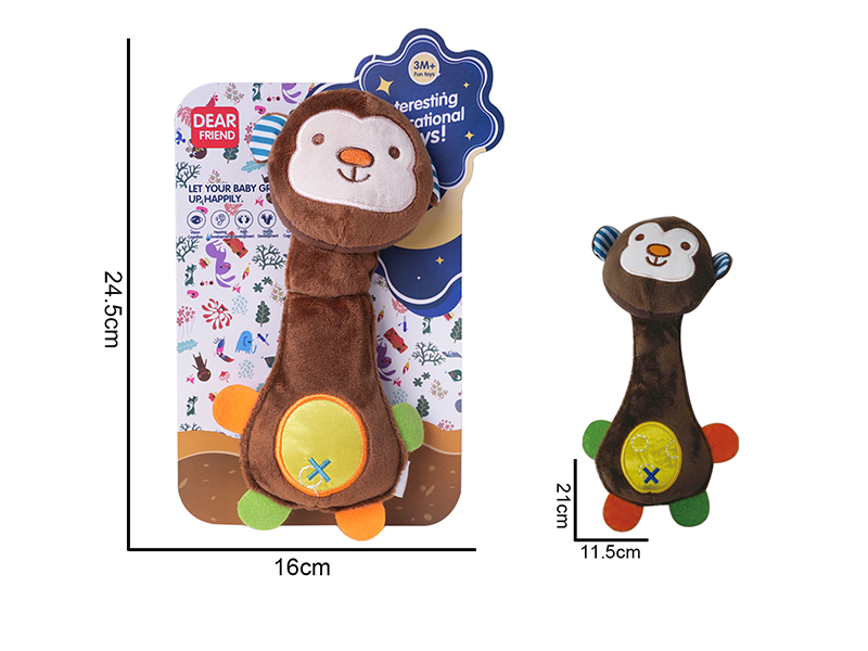 Plush Monkey Rattle Stick