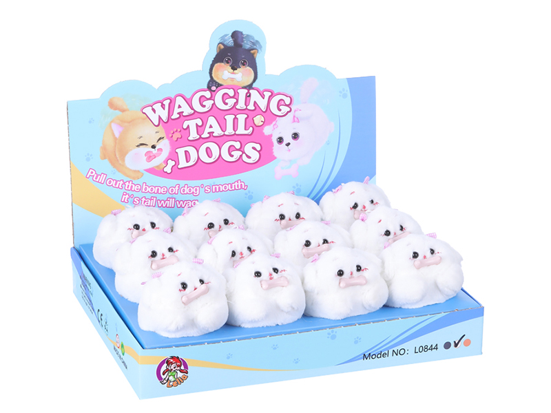 Pull Line Wagging Tail Dogs(White)12PCS