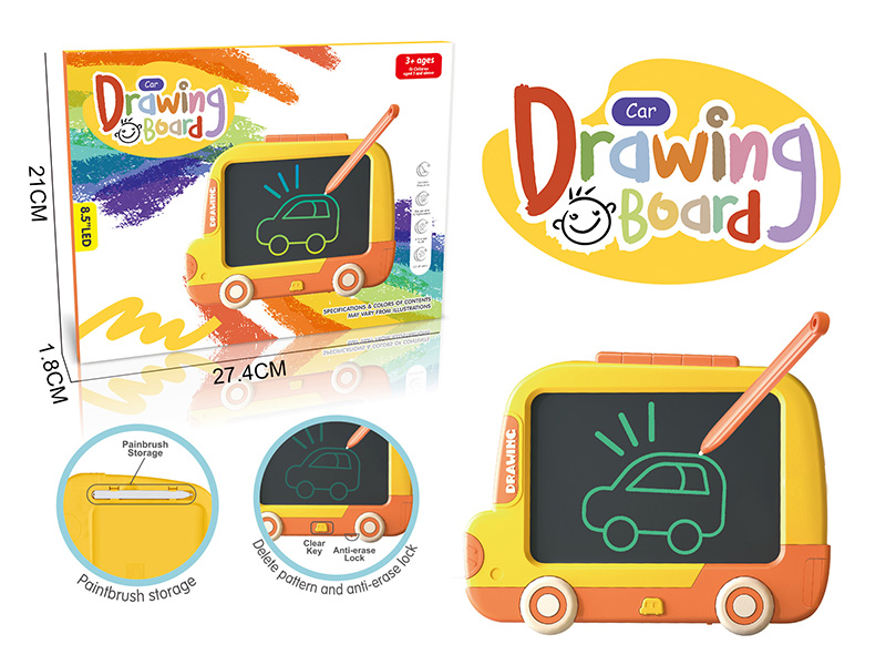 Monochrome Screen Cartoon Bus Writing Board