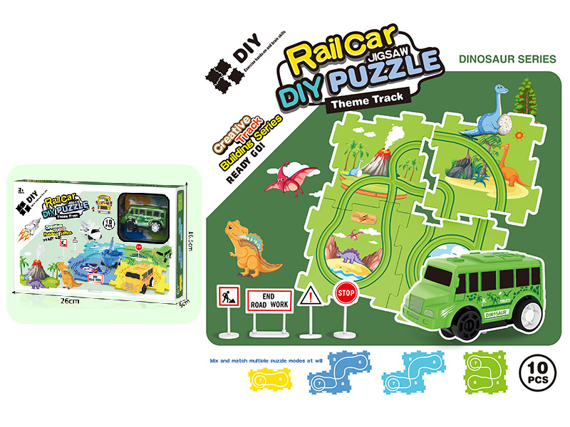 DIY Dinosaur Theme Puzzle Track Car