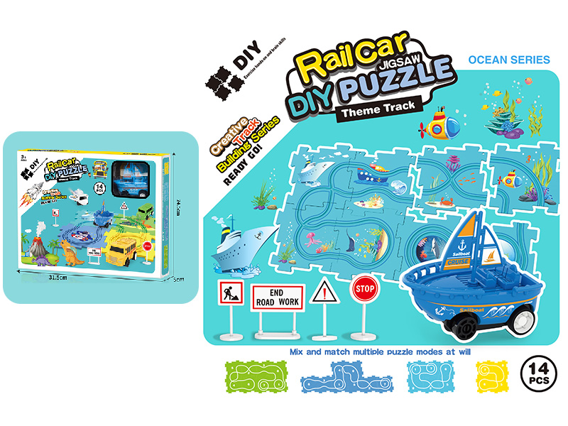 DIY Ocean Theme Puzzle Track Car