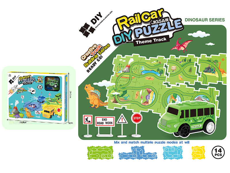 DIY Dinosaur Theme Puzzle Track Car