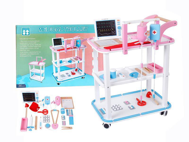 Wooden Medical Cart Toy