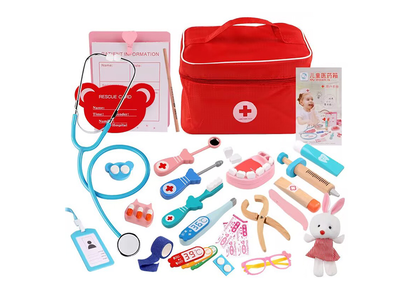 Cloth Medical Bag Wooden Doctor Set