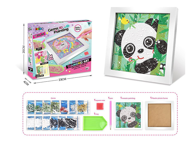 Children's Diamond Painting Handmade DIY Set With Picture Frame - Panda