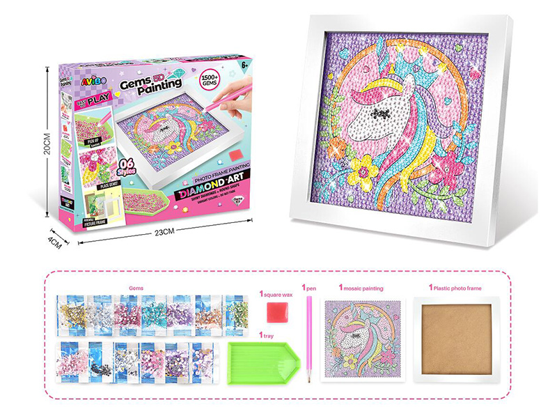 Children's Diamond Painting Handmade DIY Set With Picture Frame - Unicorn