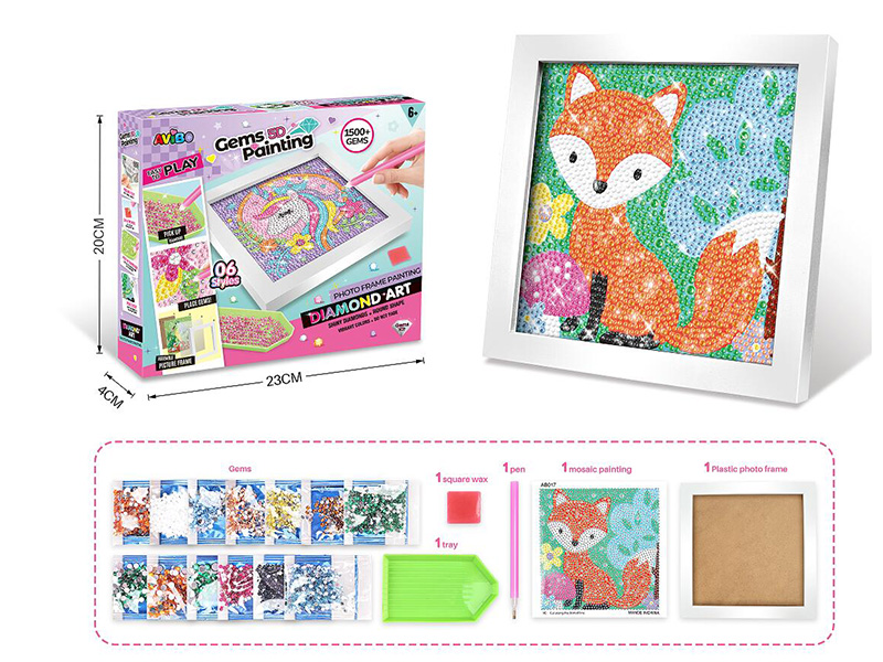 Children's Diamond Painting Handmade DIY Set With Picture Frame - Fox