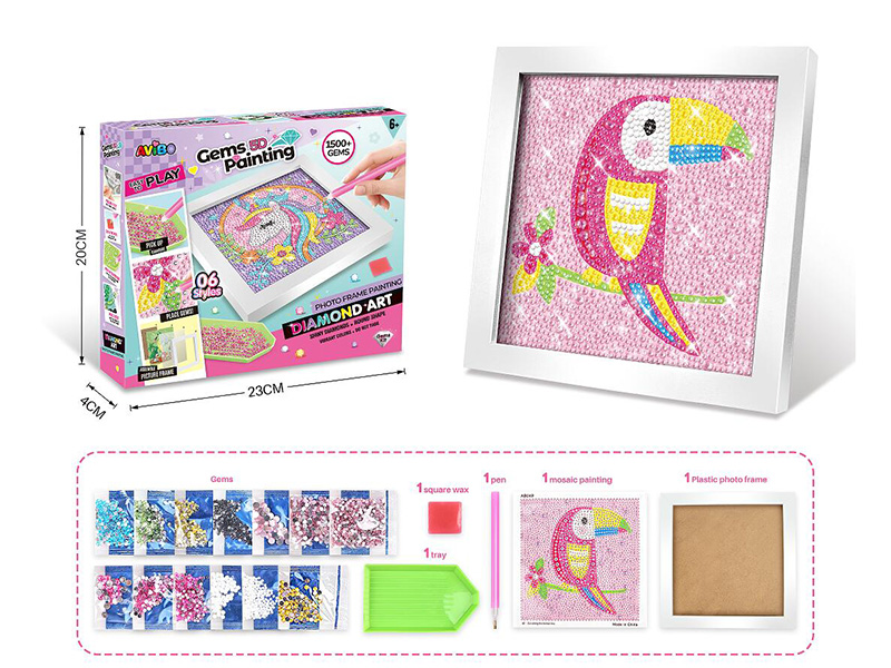 Children's Diamond Painting Handmade DIY Set With Picture Frame - Bird