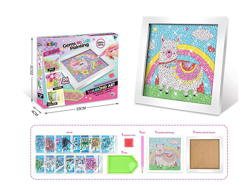 Children's Diamond Painting Handmade DIY Set With Picture Frame - Alpaca