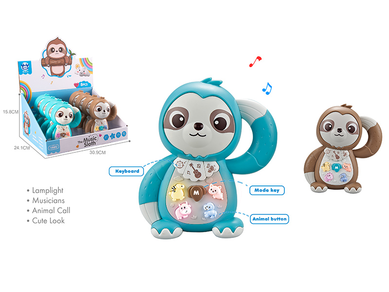 8pcs Cartoon Sloth Electronic Organ