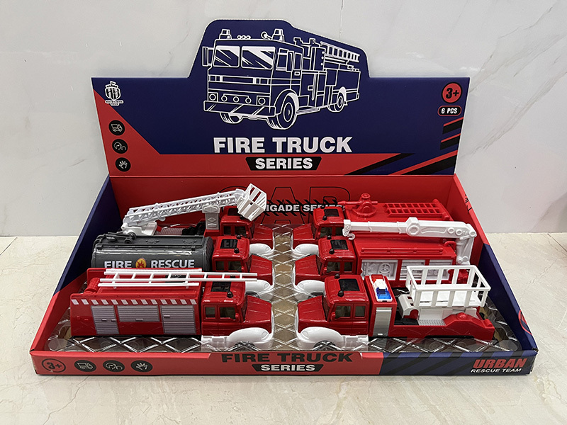 Pull Back Alloy Fire Engines 6pcs