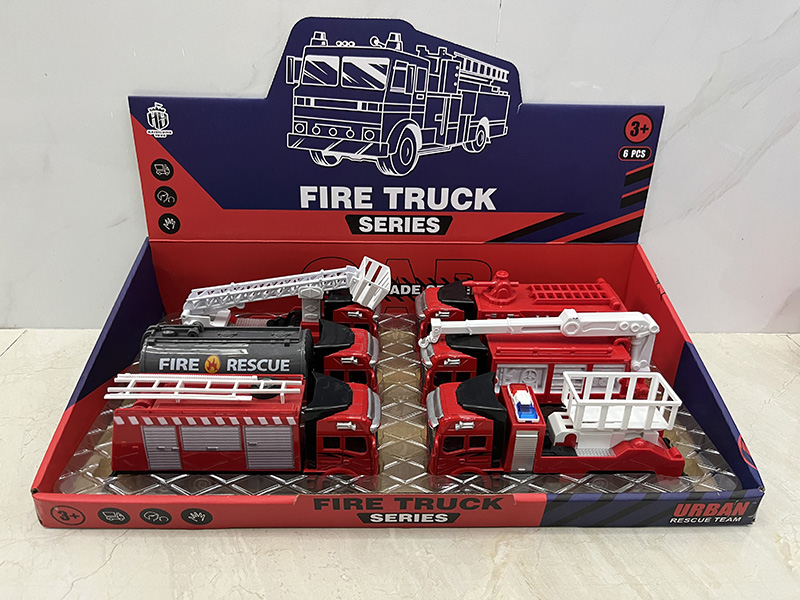 Pull Back Alloy Fire Engines 6pcs