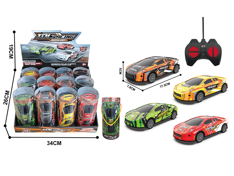 1:24 4-Channel Remote Control Alloy Car With Lights 12PCS