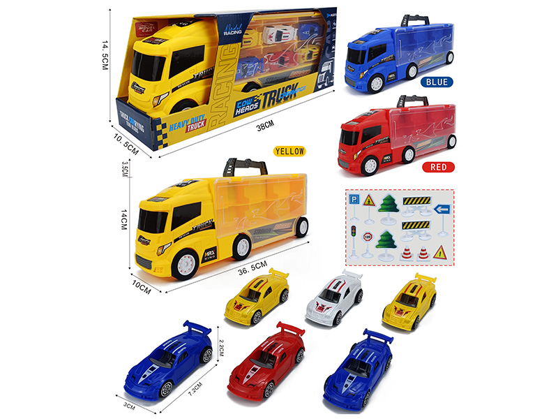Slide Container Truck With 6 Slide PP Cars + 12pcs Guidepost