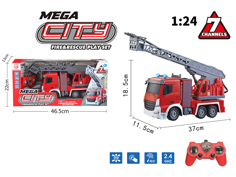 1:24 2.4G 7-Channel Remote Control Fire Engine With Lights