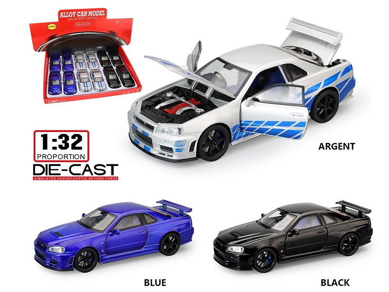 Nissan GTR-R34 Alloy Car 12PCS
