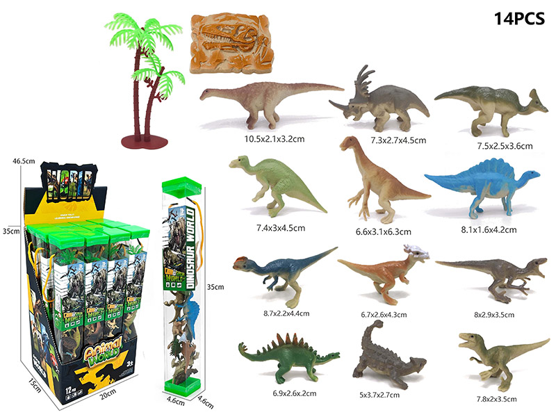Dinosaur Set 14pcs(12 PVC Cylinder/Display Box)