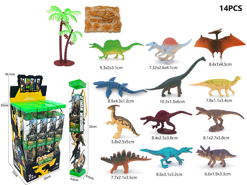 Dinosaur Set 14pcs(12 PVC Cylinder/Display Box)