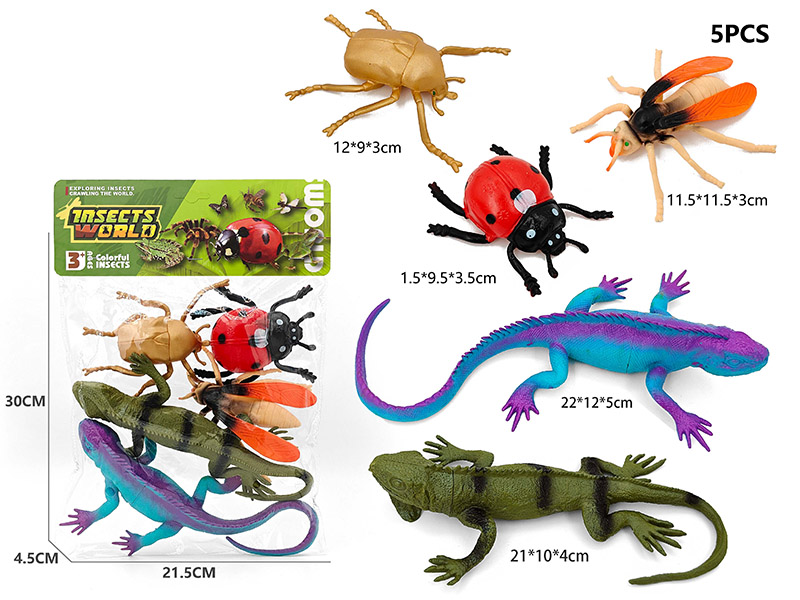 2 Lizard Model + 3 Insect Model Set