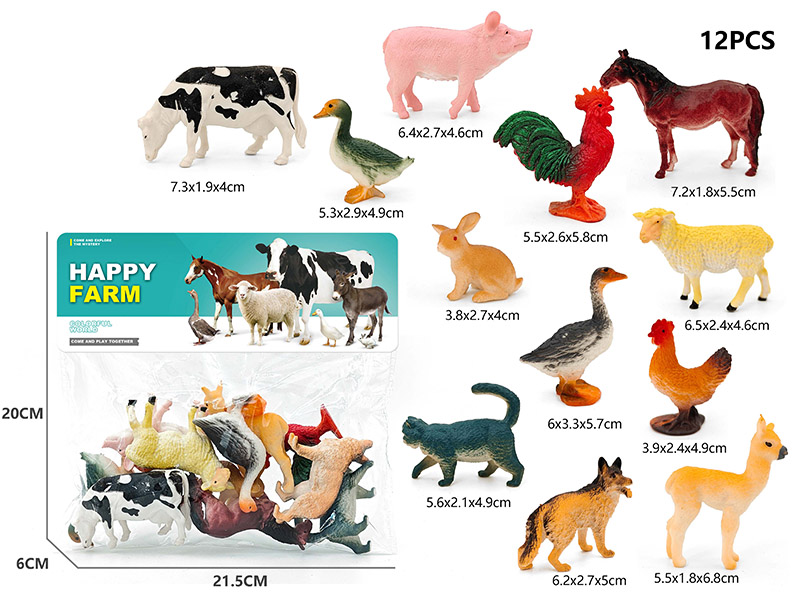12PCS Medium Farm Animal Model