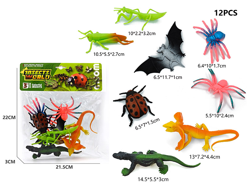 6PCS Insect Model + 2PCS Lizard Model
