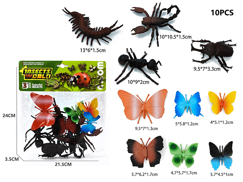 4PCS Insect Model + 6PCS Butterflies