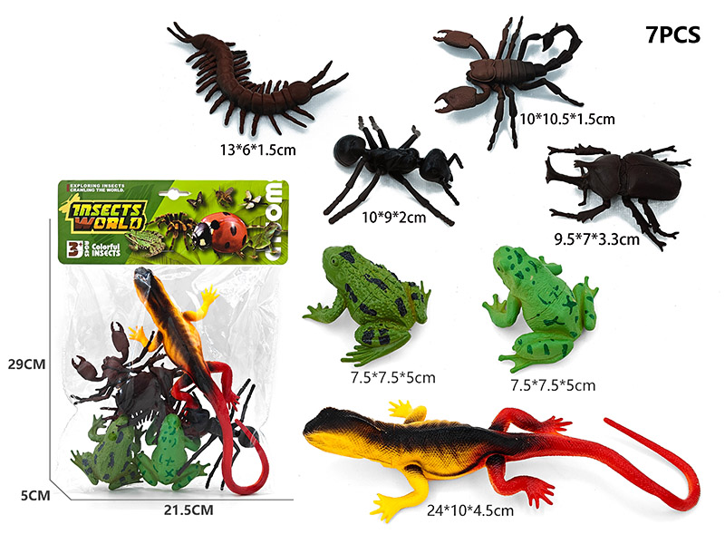 4 Insect Model + 2 Frog Model + 1 Large Lizard Model With Whistle