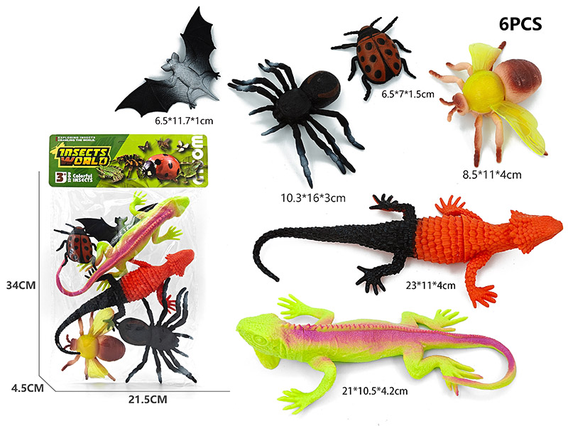 4 Insect Model + 2 Large Lizard Model With Whistle