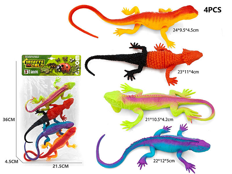 4PCS Large Lizard Model With Whistle