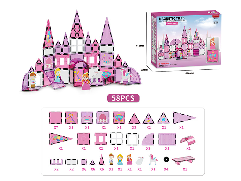 Princess Series Magnetic Tiles Building Blocks 58pcs