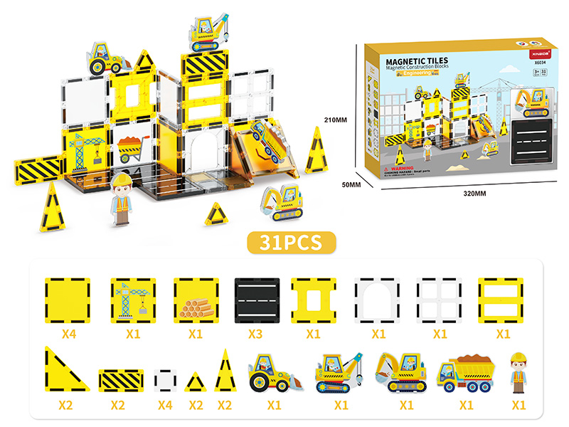 Engineering Series Magnetic Tiles Building Blocks 31pcs
