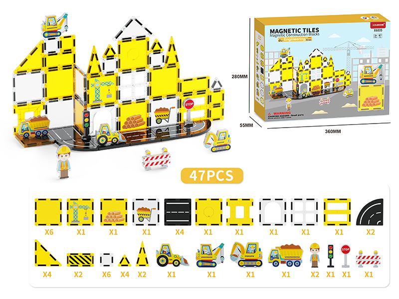 Engineering Series Magnetic Tiles Building Blocks 47pcs