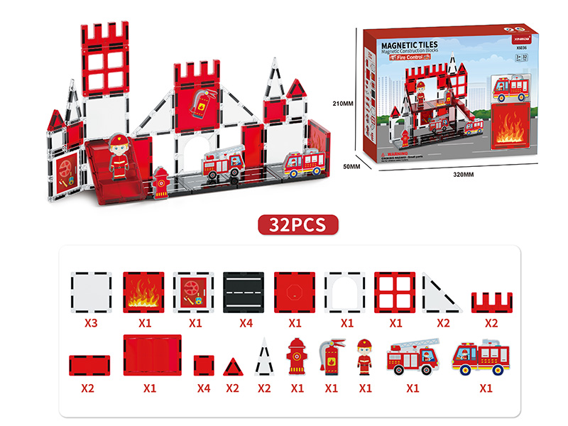 Fire Control Series Magnetic Tiles Building Blocks 32pcs