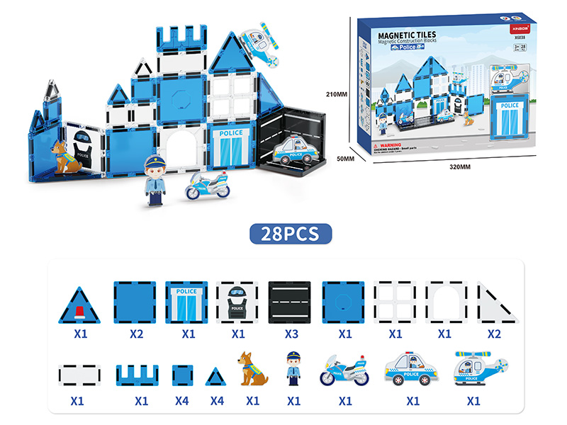 Police Series Magnetic Tiles Building Blocks 28pcs