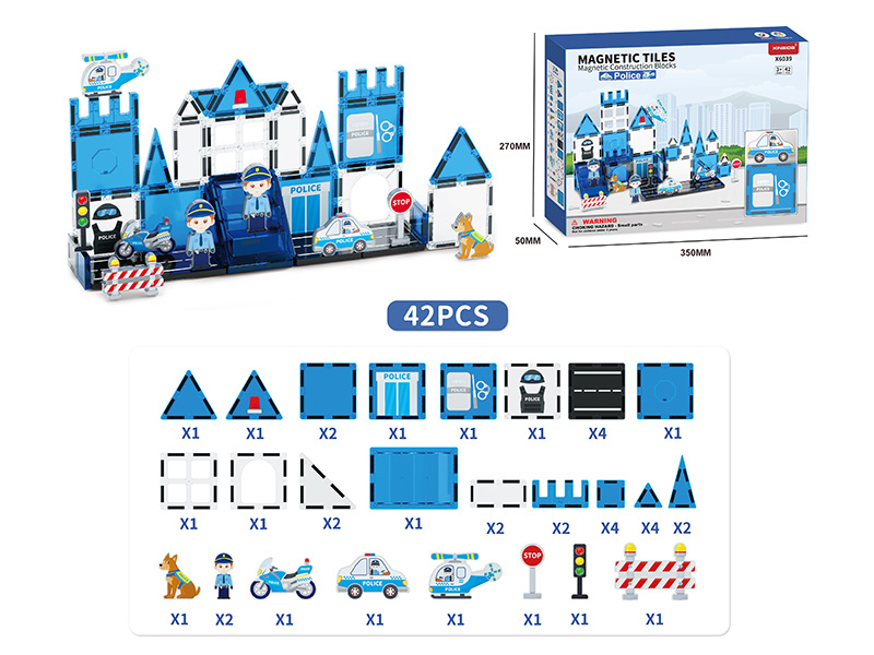 Police Series Magnetic Tiles Building Blocks 42pcs