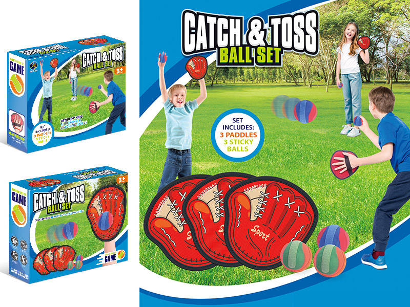 Catch & Toss Ball Set(3 Paddles + 3 Sticky Balls)