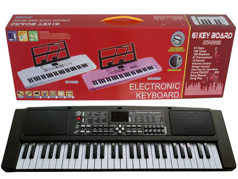 61 Keys Dual Speaker Digital Electronic Organ(Black, With USB, Microphone)