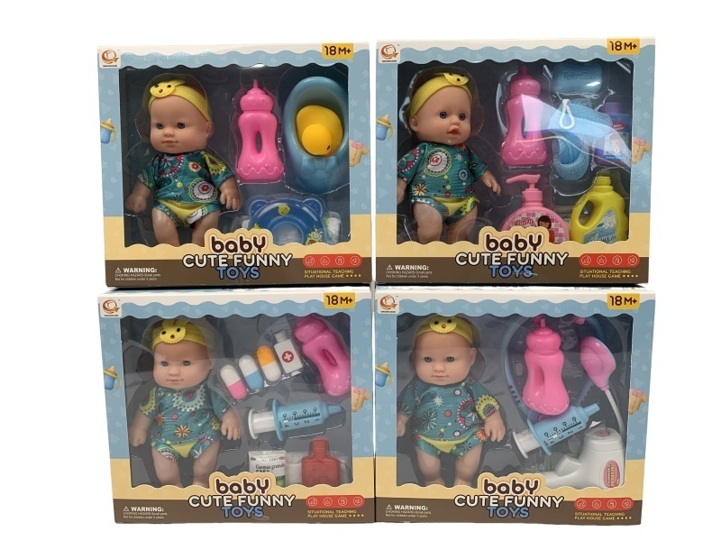 Four Mixed Sets Of 8-Inch Plush Dolls For "Play House"
