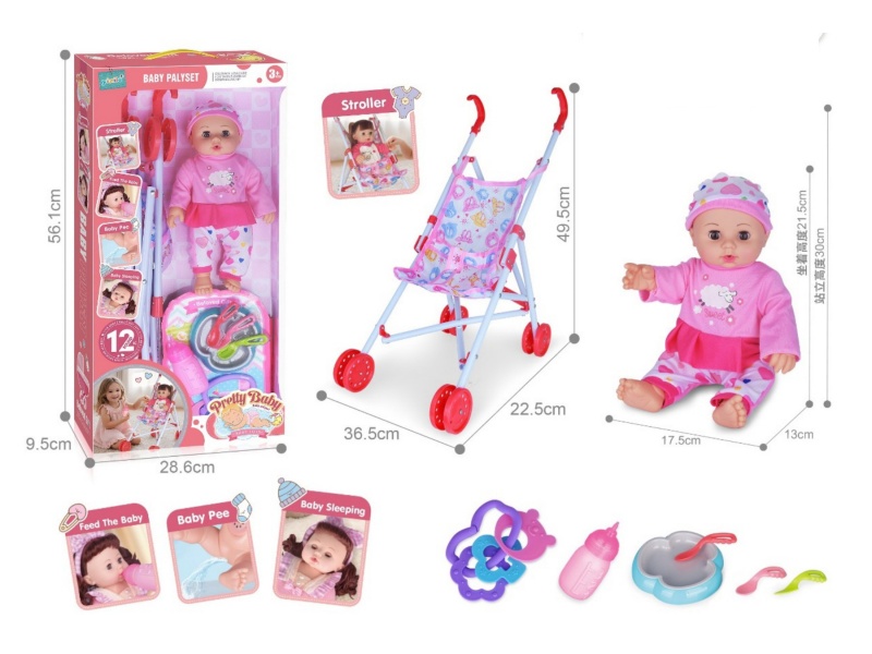 14-Inch Hollow Doll With Cart With 12-Tone Ic