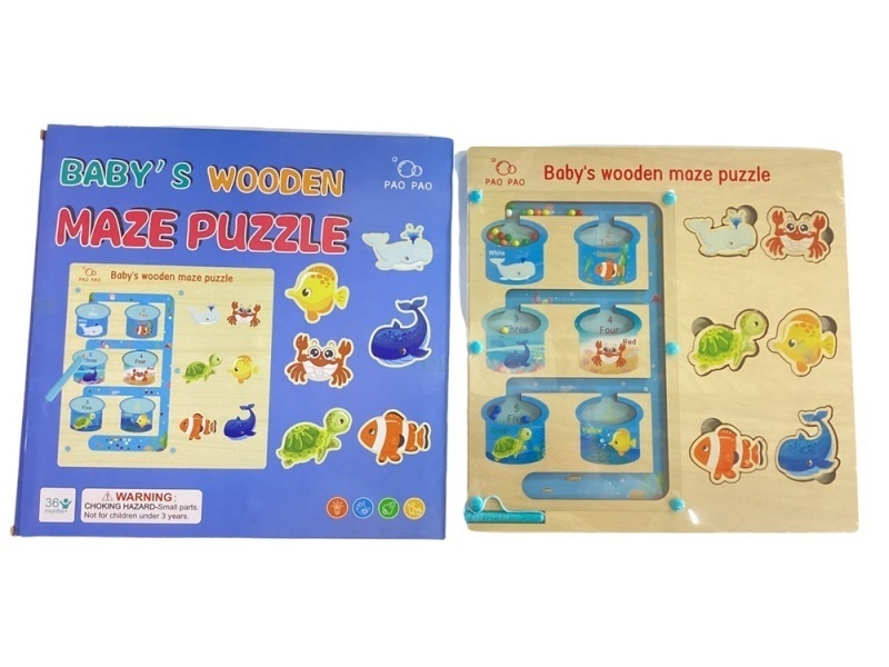 Six Wooden Puzzle Maze Pieces