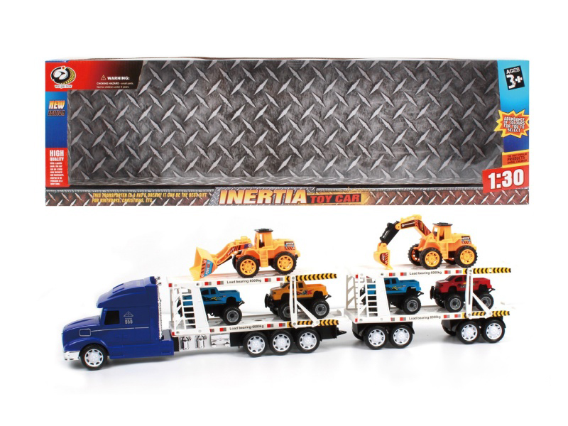 Friction Tow Truck Tows 4 Pickup Trucks +2 Engineering Trucks