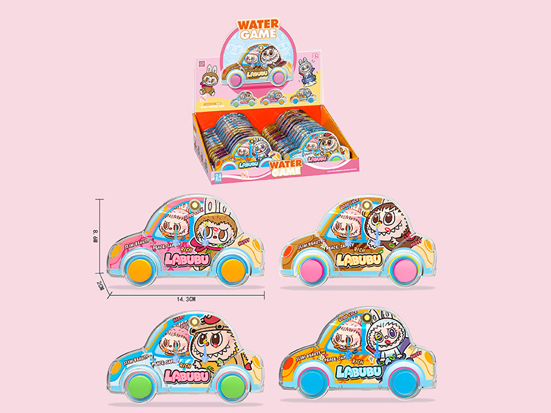 Labubu Transparent Cartoon Car Water Game Toys 24PCS