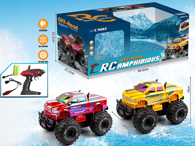 1:14 2.4G 4-Channel Remote Control 4WD 360° Rotating Pickup Amphibious Vehicle(Including Batteries)
