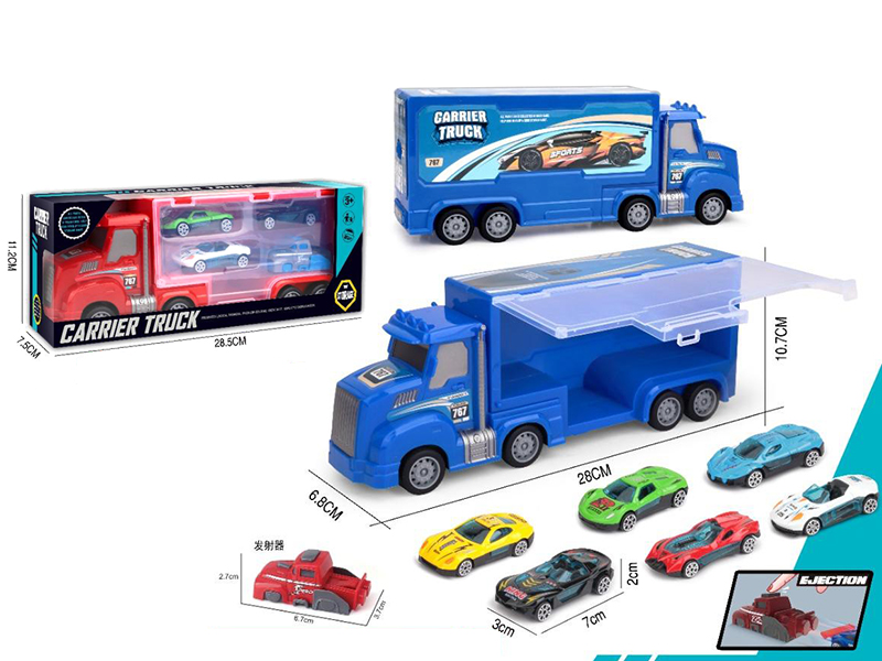 Friction Storage Carrier Truck + 3 Slide Alloy Cars + Launcher