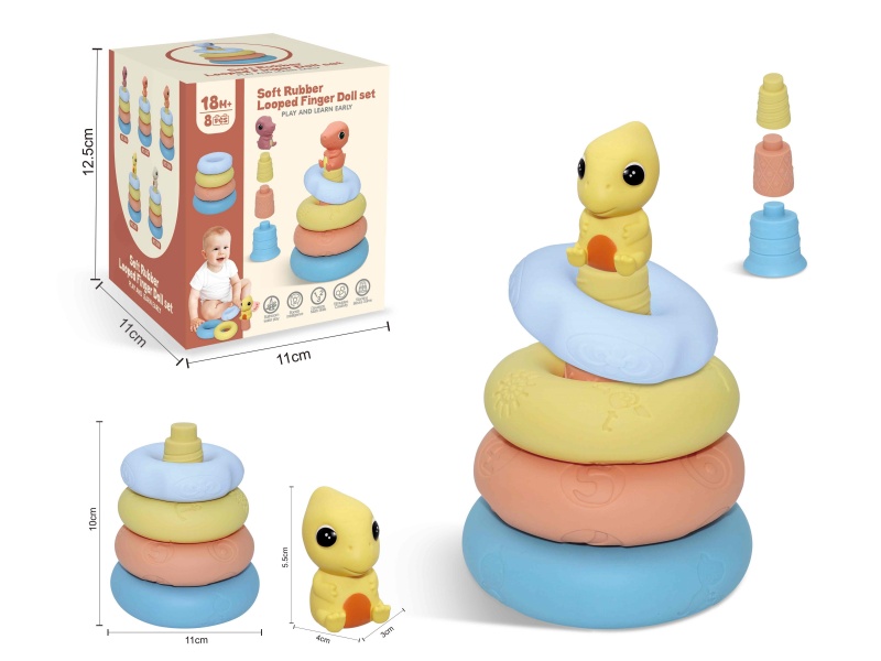 Soft Rubber Stacking Ring Finger Doll Set(Dinosaur) 8PCS